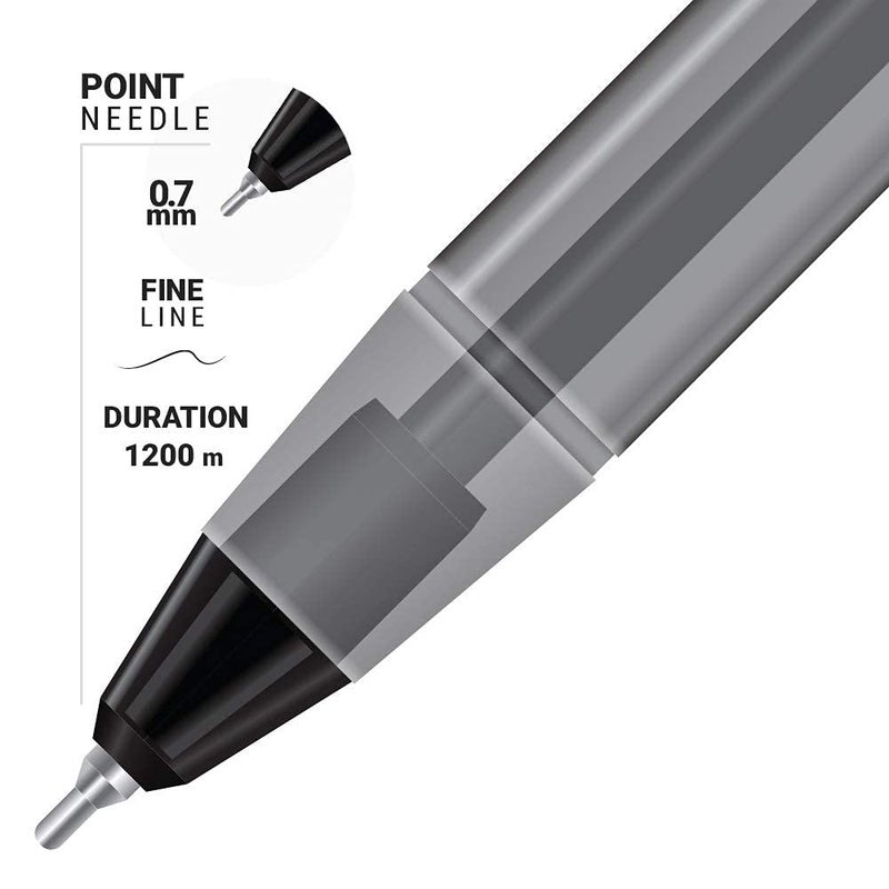 AZOR Pin Point Black Fine Point Writing Pens 0.7mm Ballpoint Pens â€“ Pack of 12 - Image 3